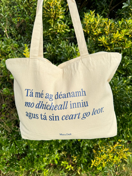 Déanamh mo dhícheall (Doing my best) | Heavyweight Cotton Tote with Zip