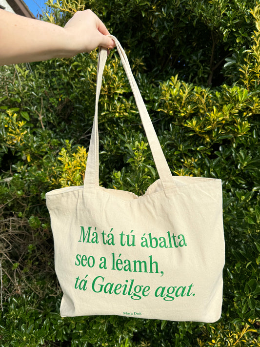 Tá Gaeilge Agat | Heavyweight Cotton Tote with Zip