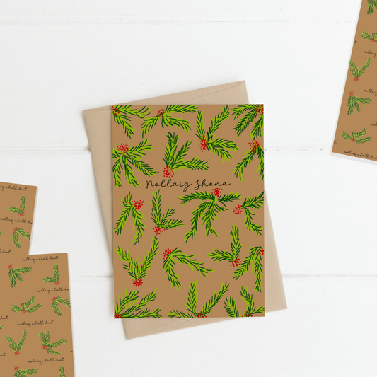Cártaí Nollag - Christmas Card as Gaeilge (Cuileann | Holly)