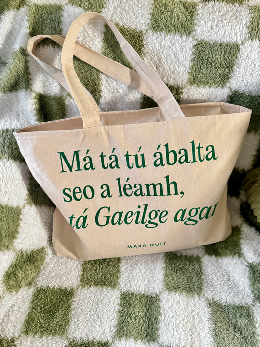 Tá Gaeilge Agat | Large Heavyweight Cotton Tote with Zip