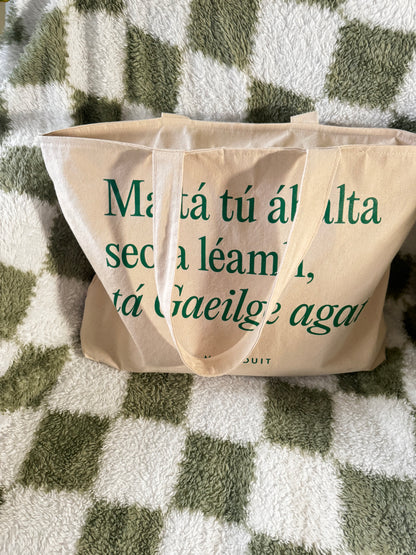 Tá Gaeilge Agat | Large Heavyweight Cotton Tote with Zip