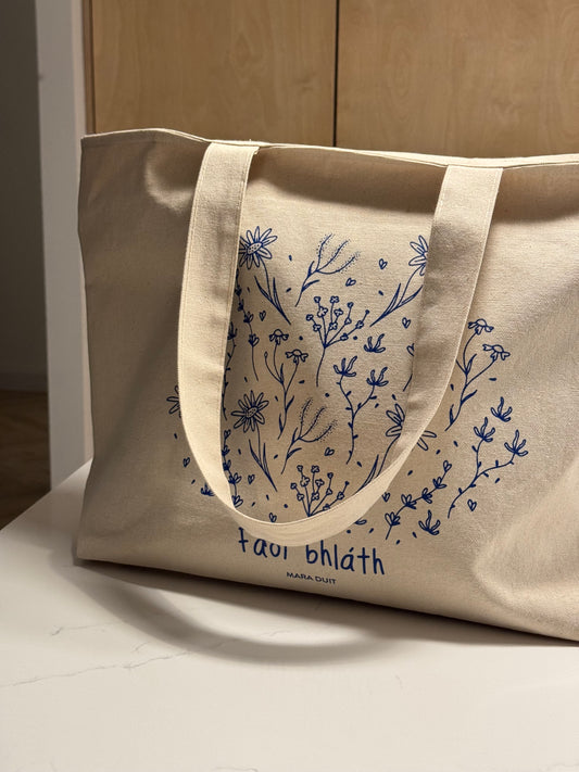 Faoi Bhláth - In Bloom | LARGE Heavyweight Cotton Tote with Zip