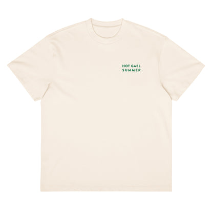 Cream t-shirt with 'HOT GAEL SUMMER' text on a white background