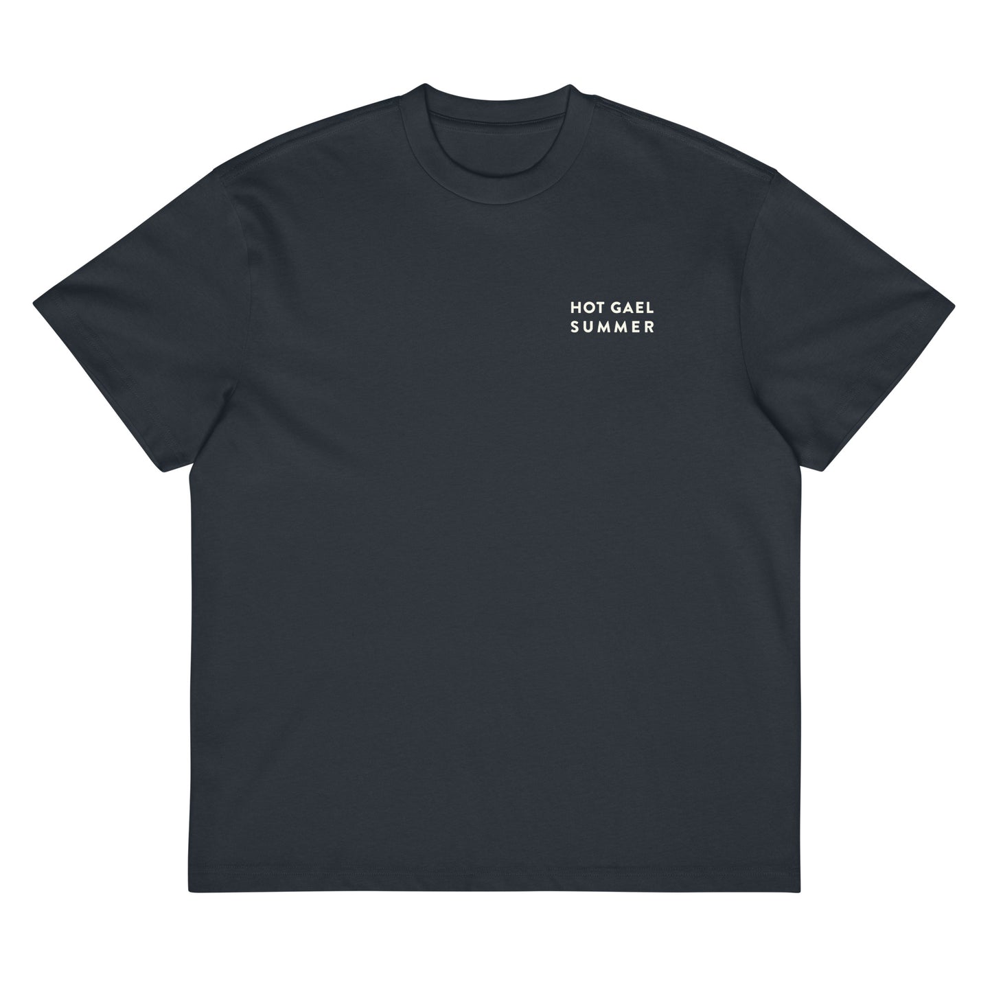 Slate t-shirt with 'HOT GAEL SUMMER' text on a white background