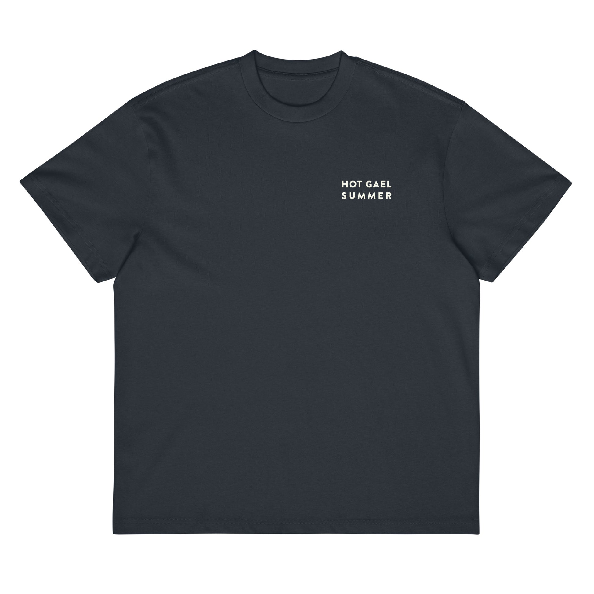 Slate t-shirt with 'HOT GAEL SUMMER' text on a white background