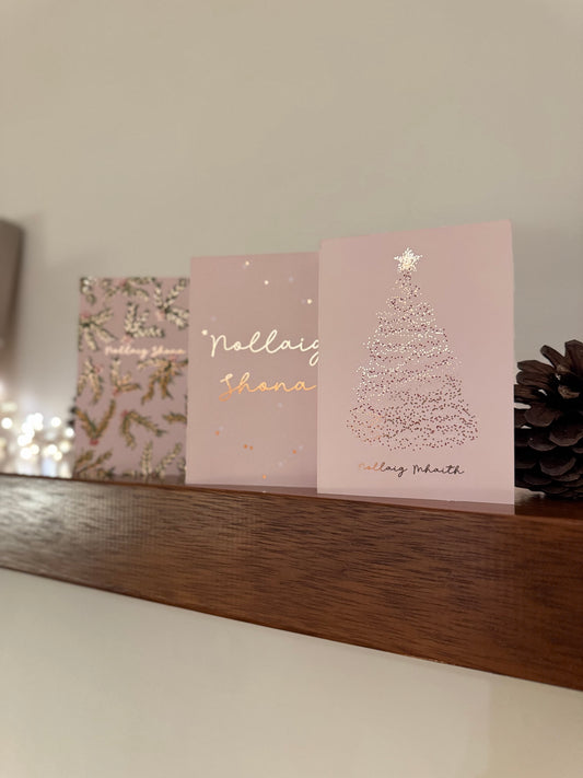 Cártaí Nollag - Multipacks - Foiled Christmas Cards as Gaeilge