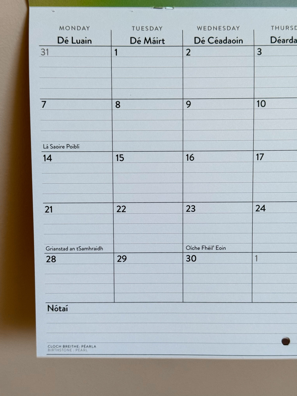 Féilire 2027 - Positive Affirmations Calendar as Gaeilge