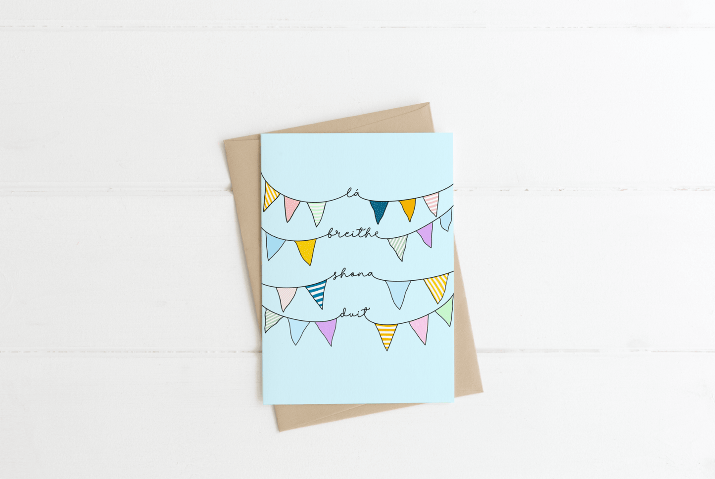 Breithlá (Bratacha) - Happy Birthday (Bunting) Greeting Card